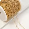 14K Gold Plated Brass Round Cable Link Necklace Chains,DIY Jewelry Spool Chains Necklace Bracelet Making Accessories