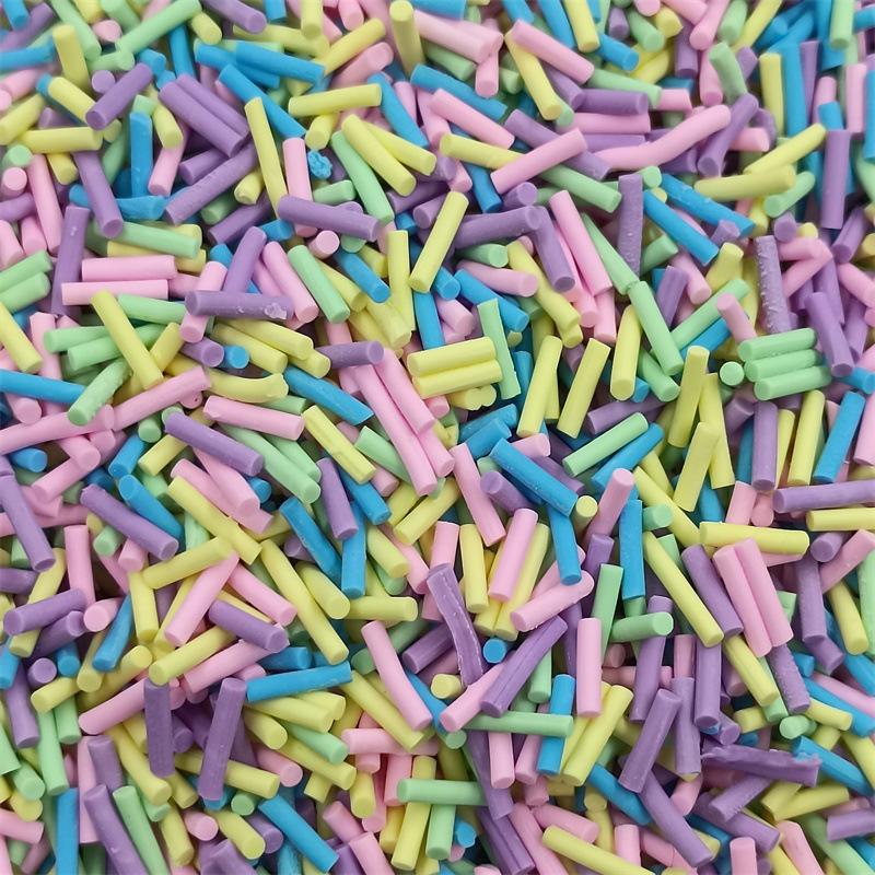 50g/lot Mix Colourful Cylindrical Strip Candy Polymer Clay Slices Sprinkles for DIY Nail Arts Kids  And Slime Filling