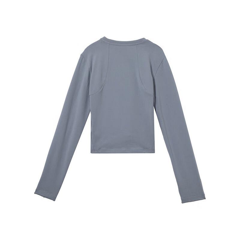 PUMA Slim-Fit Crew Neck Pullover Cropped Long Sleeve T-Shirt Women's Grey