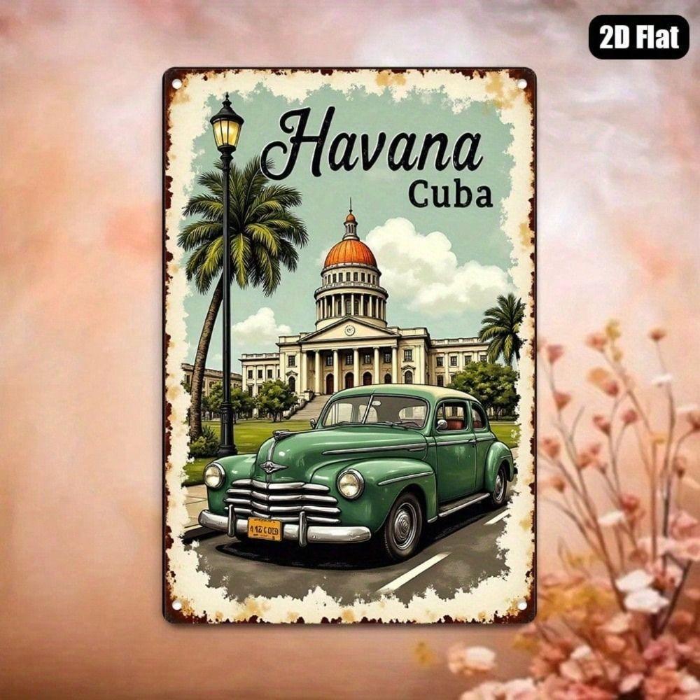 Vintage Havana Cuban Car 1940s Metal Wall Art Decor for Living Room