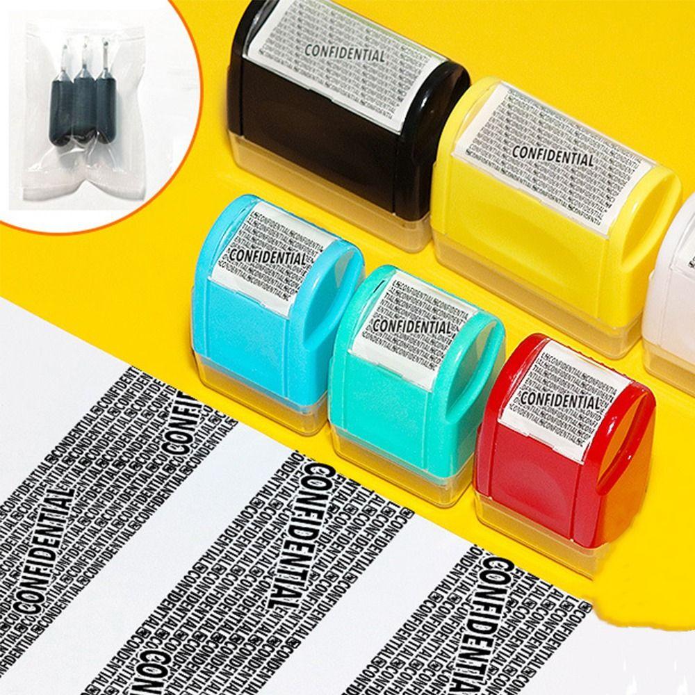 Leakproof Identity Theft Protection Roller Stamp Portable Roller Stamp Manual Roller Stamp Garbled Chapter Ink Refill