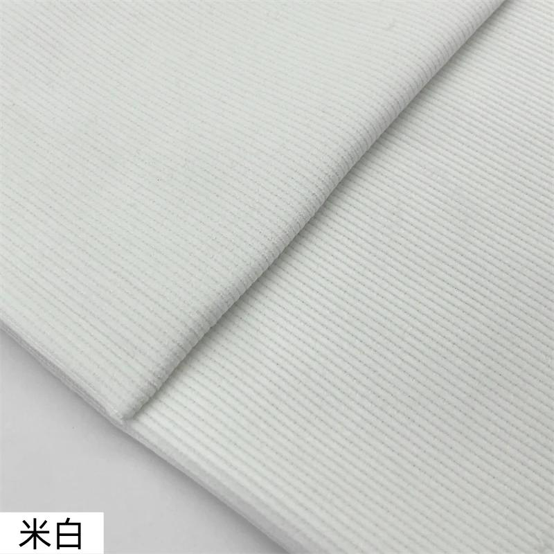 Pure Cotton Corduroy Fabric Medium Striped By The Meter for Clothes Dresses Pants Coats Sewing Cloth Soft Breathabe White Blue