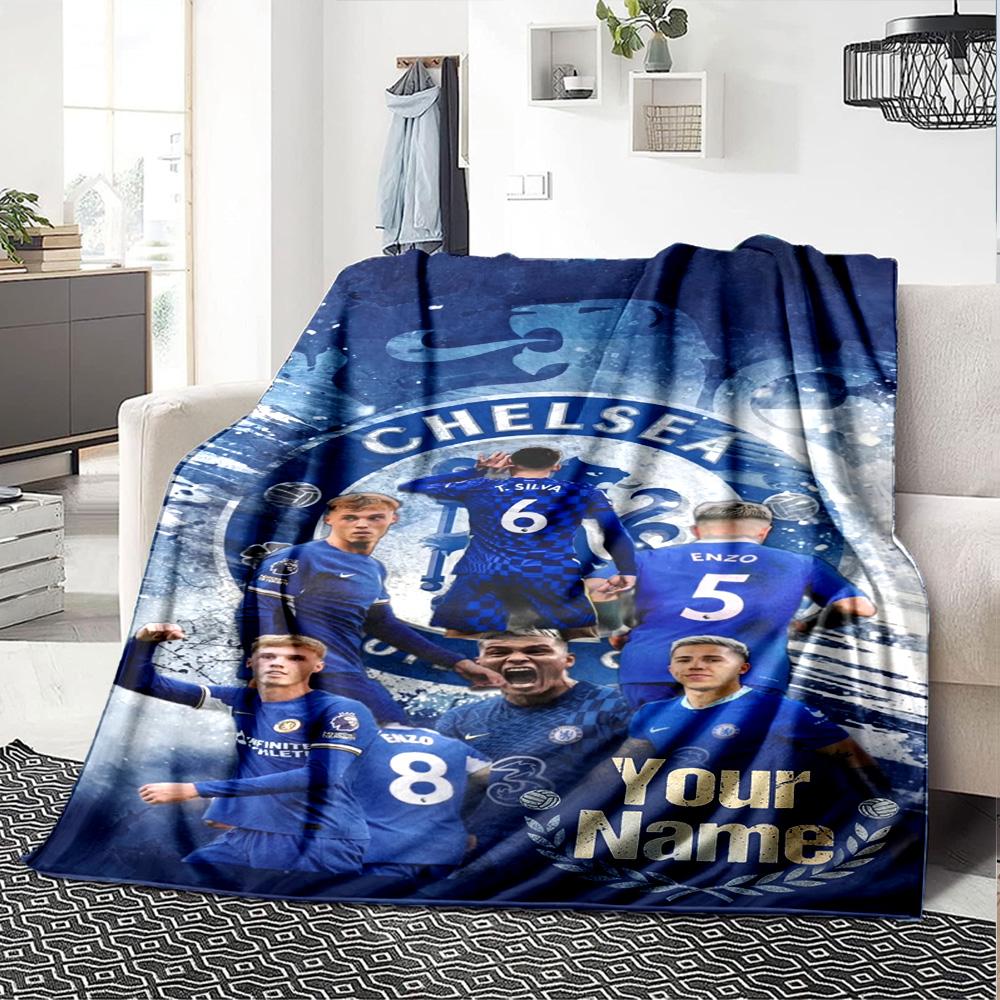 Chelsea Fc Football Player Customize Text Blanket Lightweight Customizable Blanket Comfortable Suitable for Sofa Livingroom Nap Bed for All Occasions