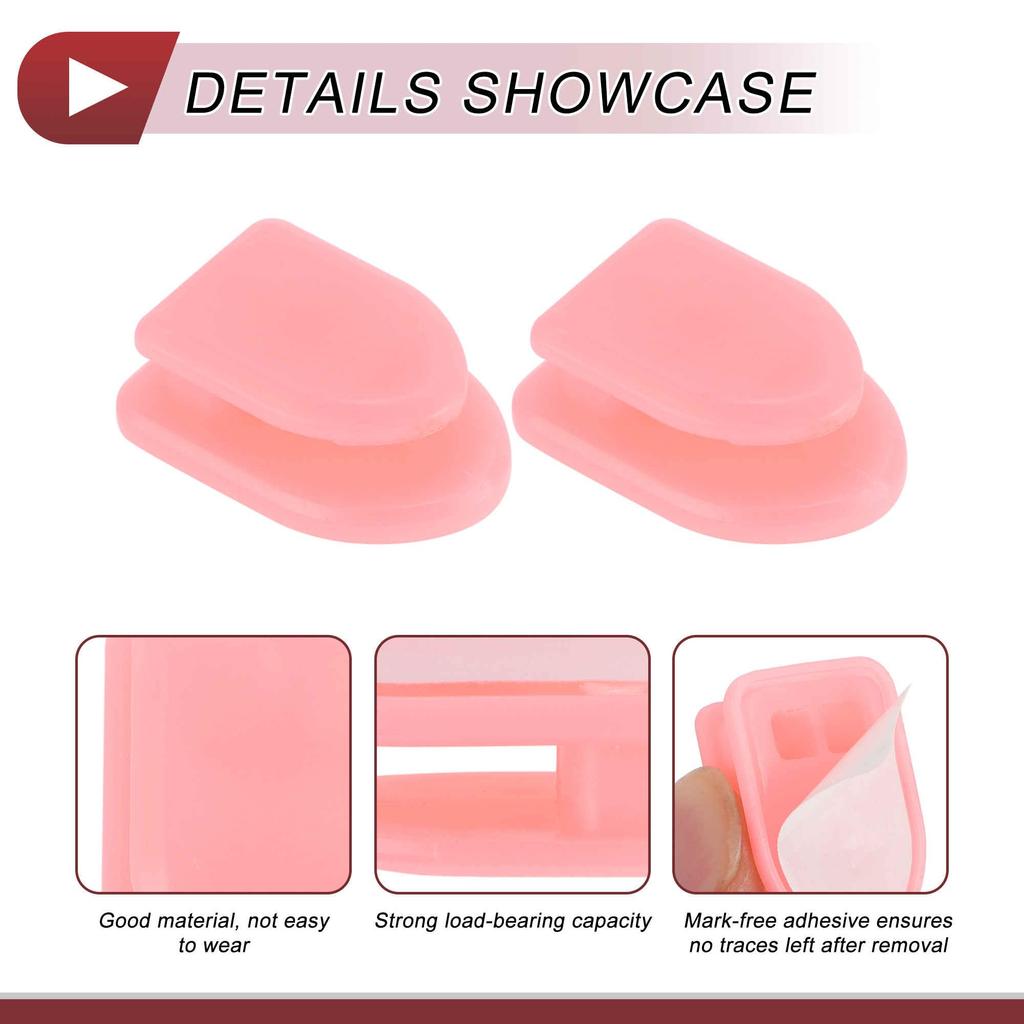 HEROFFIX Car Mount Hooks for Water and Shopping Sturdy Adhesive Car Mount Pink x (5-Pack) Wallets, Bags, Keys, Bottles, Bags; Hooks; ABS; 1.18" 0.79"