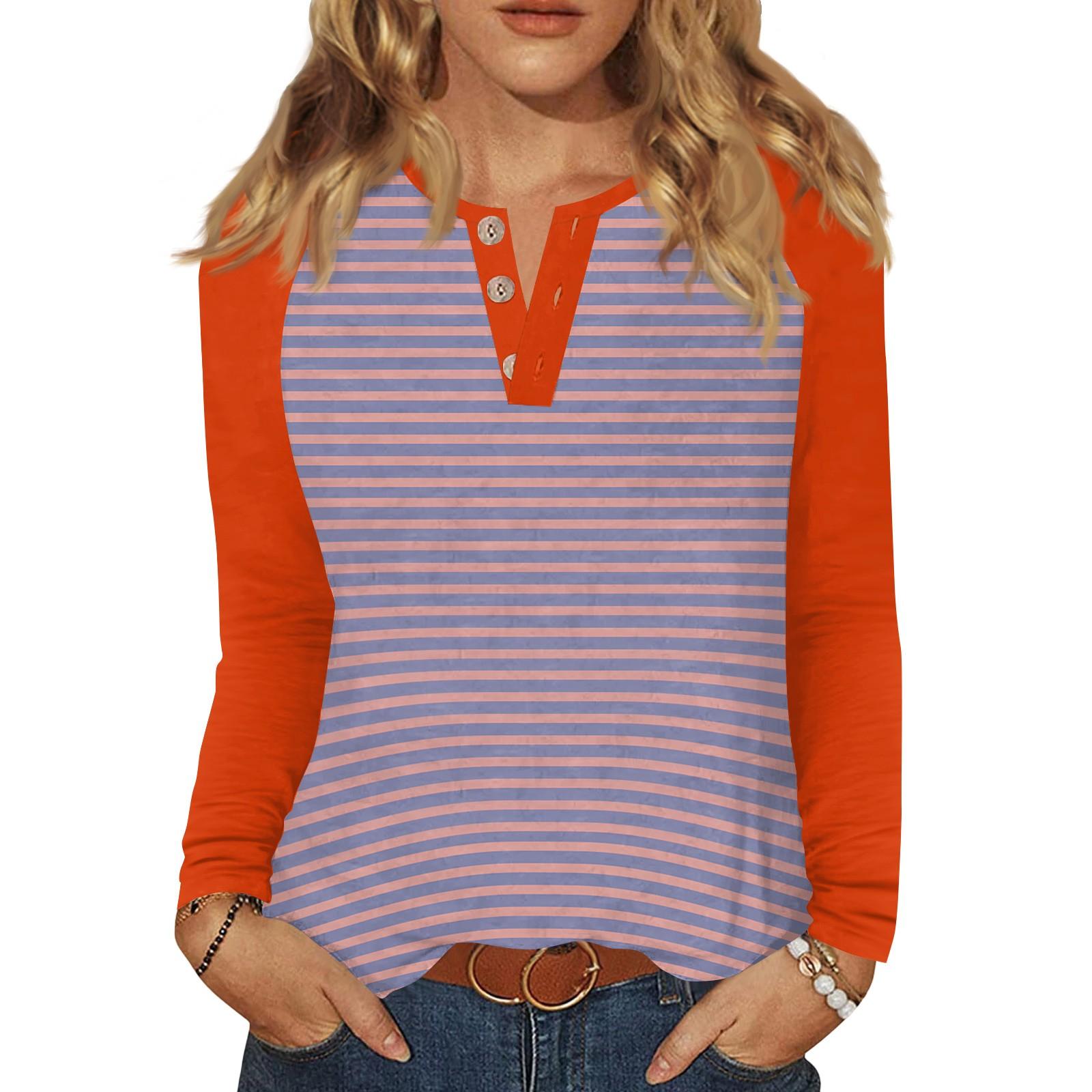 

Жіноча футболка з принтом, на ґудзиках, з довгим рукавом, повсякденна, для вихідних, модна, базова, з V-подібним вирізом, звичайна XXL