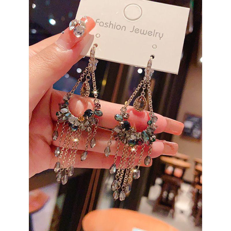 Easiest for Match Retro Long European and American Face Slimming Tassel Earrings