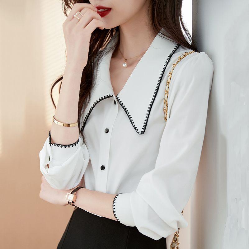 Long Sleeved Chiffon Shirt for Women Autumn Wear Early Autumn Design Sense Shirt Top