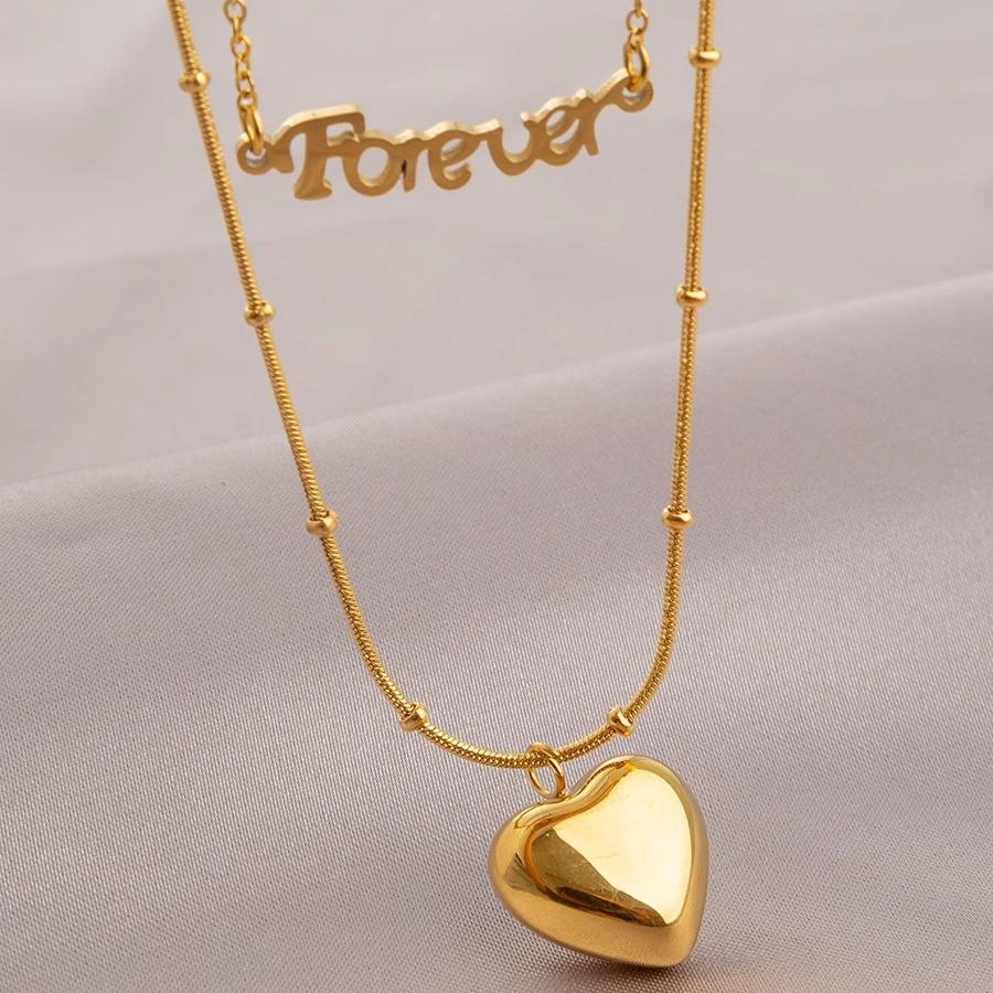 Double Layer Titanium Steel Heart Necklace - Minimalist Light Luxury Accessory