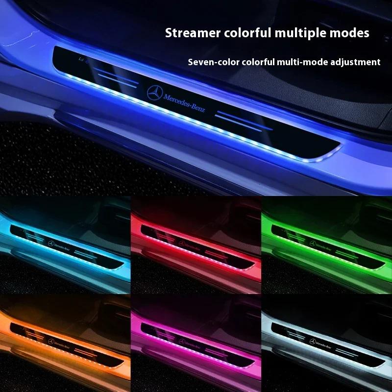 2025 New For Mercedes Benz Car LED Wireless Welcome Pedal Light Door Sill Light For Mercedes-Benz AMG A C E V Class Sprinter GLC