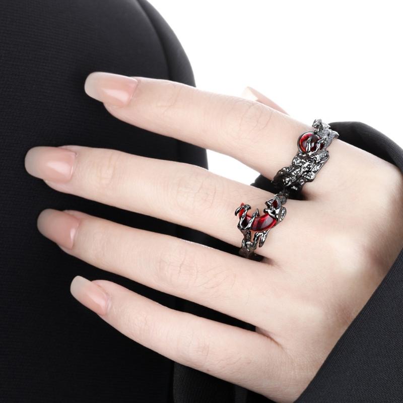 Anello Ispirato al Sole/Luna Misura Regolabile Anello Aperto con Finitura Effetto Liquido Accessorio Accattivante per Coppie