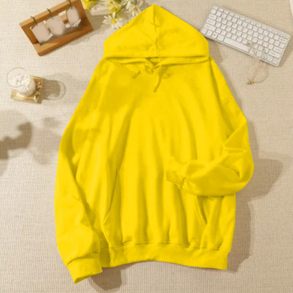 Ladies' Casual And Fashionable Solid Color Long Sleeved Hooded Warm Shirt Loose And Comfortable Hoodie