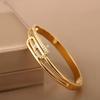 Luxury Gold Plated Zircon Bangle Elegant Openwork Design Stainless Steel High-Quality Women's Fashion Bracelet