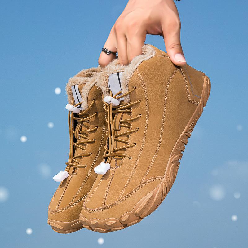 Mountaineering High-top Cotton Shoes Hiking Shoes Cotton Snow Boots Velvet Mountaineering Shoes Warm Non-slip Waterproof Walking Shoes