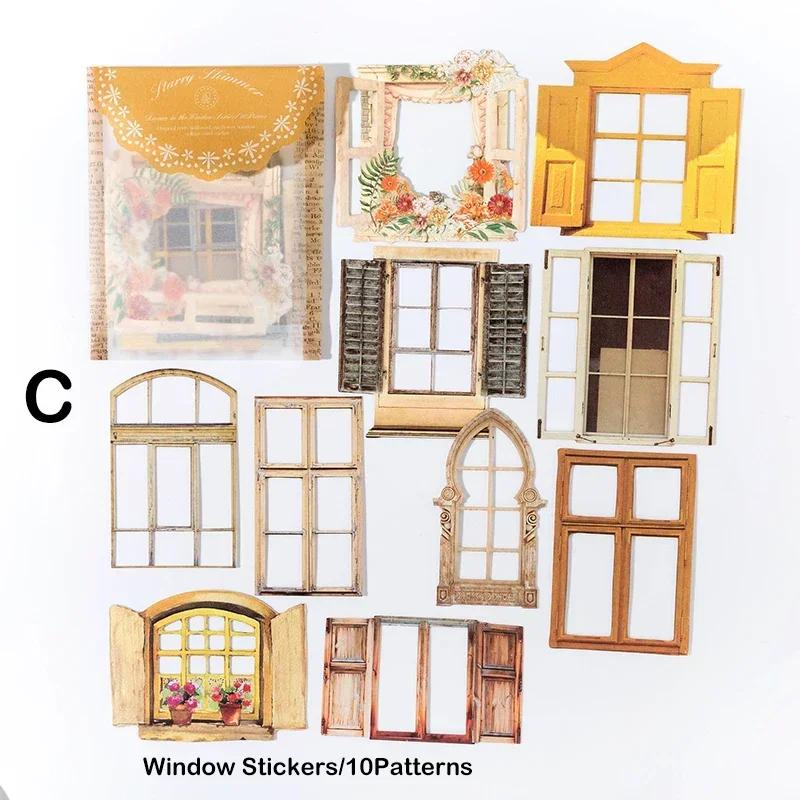 

10 шт./упак. креативная ажурная наклейка на окно, декоративная бумага, скрапбукинг, журнал, коллаж, эстетика, товары для рукоделия