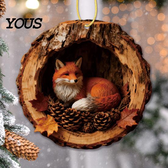 Fireplace Decorative Pieces Forest Animal Ornament, 2D Flat Woodland Acrylic Christmas Unique Gift for Friends Hanging Decoration Tree, Holiday