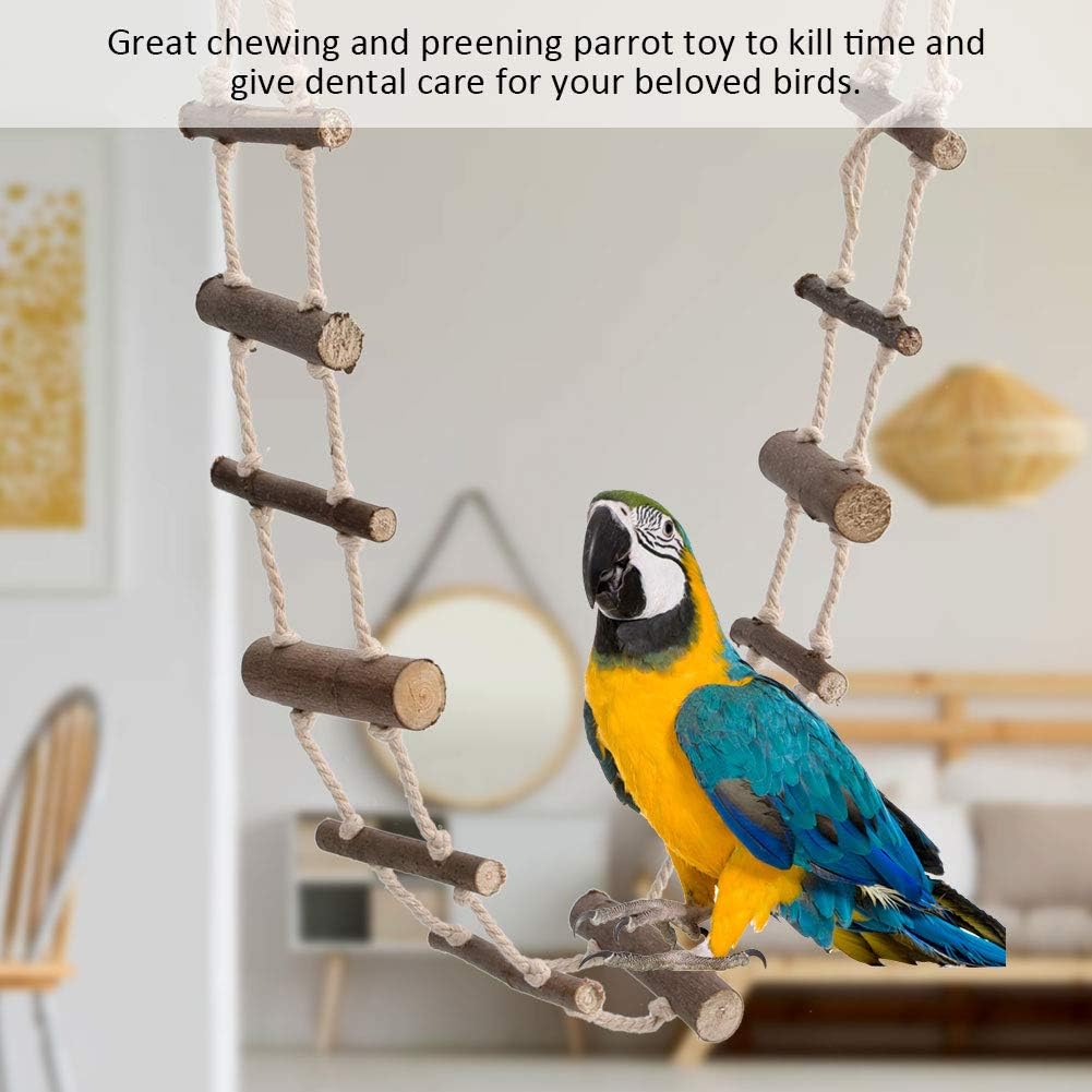 Pet Hamster Climbing Ladder Toys, Squirrel Suspension Rope Bridge Parrot Nature Wood Long Climbing Ladders for Squirrel Hamster Sugar Gliders