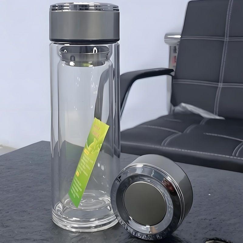 Wanda Hochborosilikat Doppelwandige Glas Teetasse mit Schraubverschluss und individuellem Logo