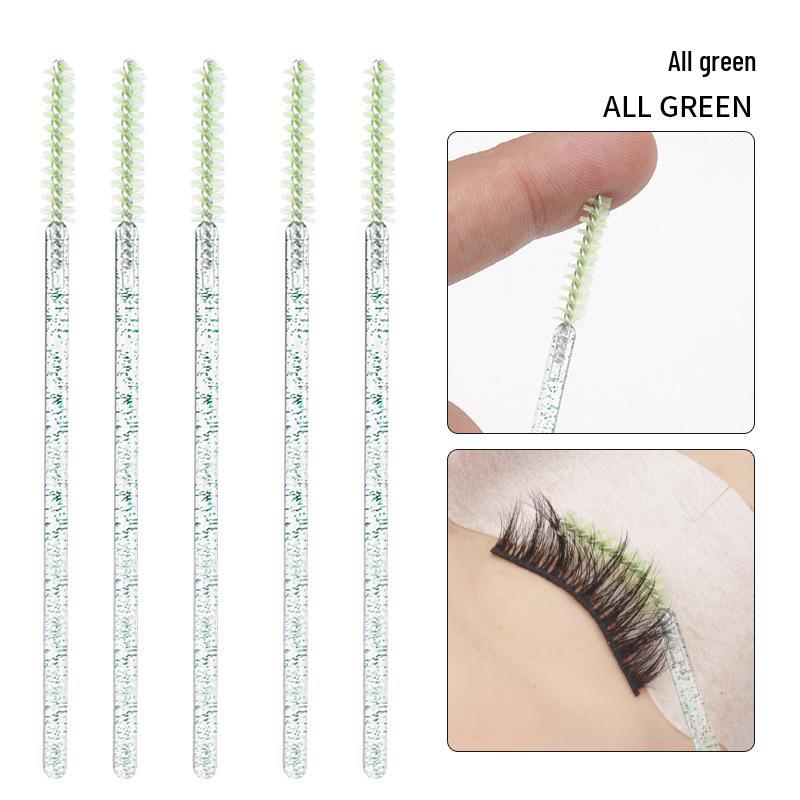 Crystal Handle Disposable Eyelash Brushes, Spiral Straight Comb - 50 Pack