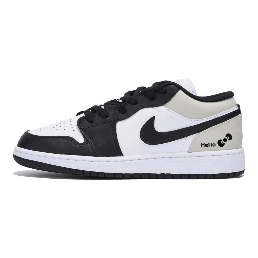 Jordan Air Jordan 1 Urban Chic Style Anti Slip Wear Resistant Low Top Vintage Basketball Shoes Men's White Gray 553558-131(Team85-)