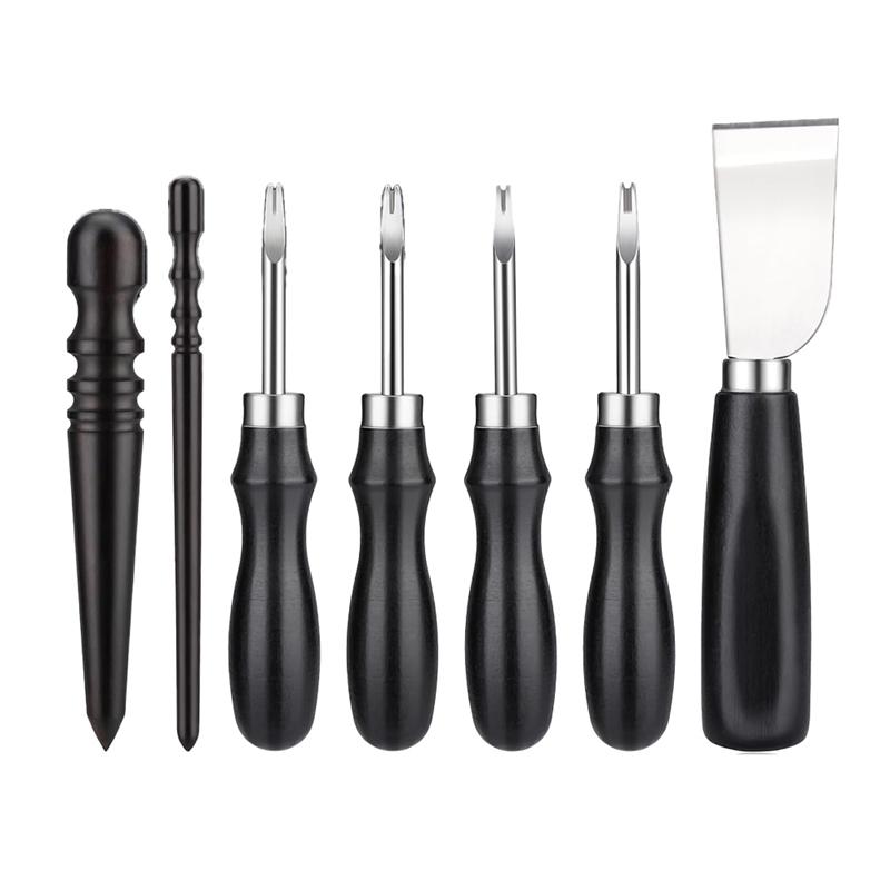 

M-Modern-7 Pcs Leather Knife Set 4 Sizes Leather Edge Bevelers Leather Cutting Knife Skiving Knifes Round For DIY Leather Craft