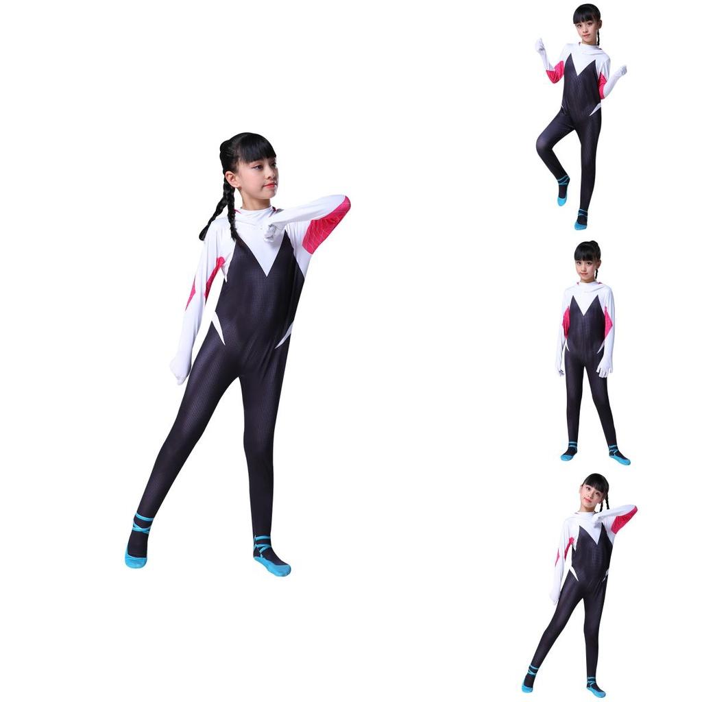 Vibrant Spider-man Into The Spider-verse Gwen Stacy Kids Costume Jumpsuit For Playful Adventures