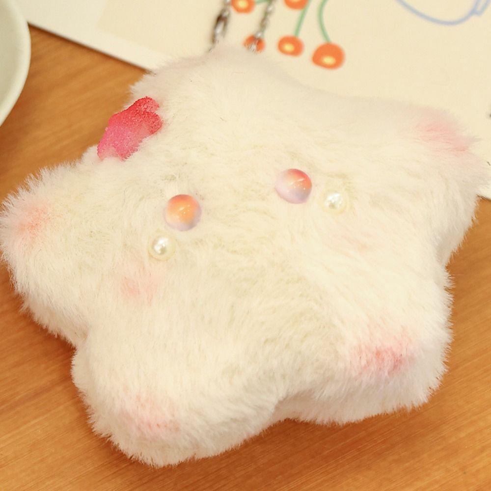 Soft Squeeze Plush Keychain Cartoon Siamese Cat Keyring Creative Squeak Star Doll  Kids