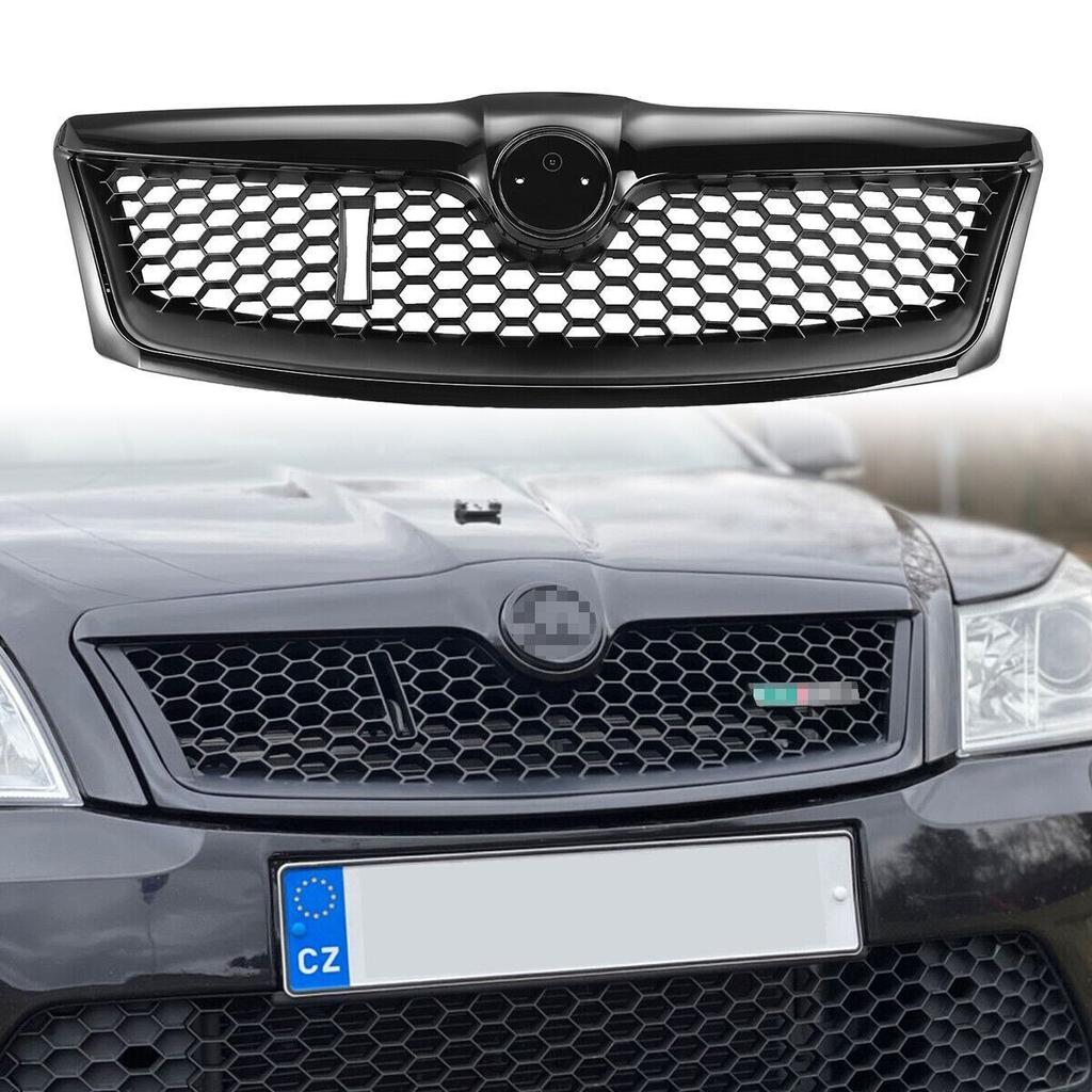 Dclwz1 VOOR SKODA OCTAVIA MK2 VOORBUMPER ROOSTER VRS STIJL HONINGRAAT GAAS HOOGGLANS ZWART