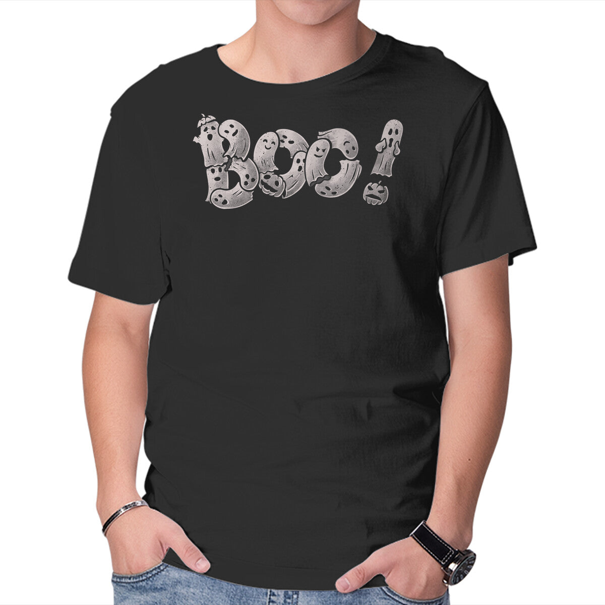 Unisex Crew Neck T-Shirt B O O! Graphic Short Sleeve Casual Tee S