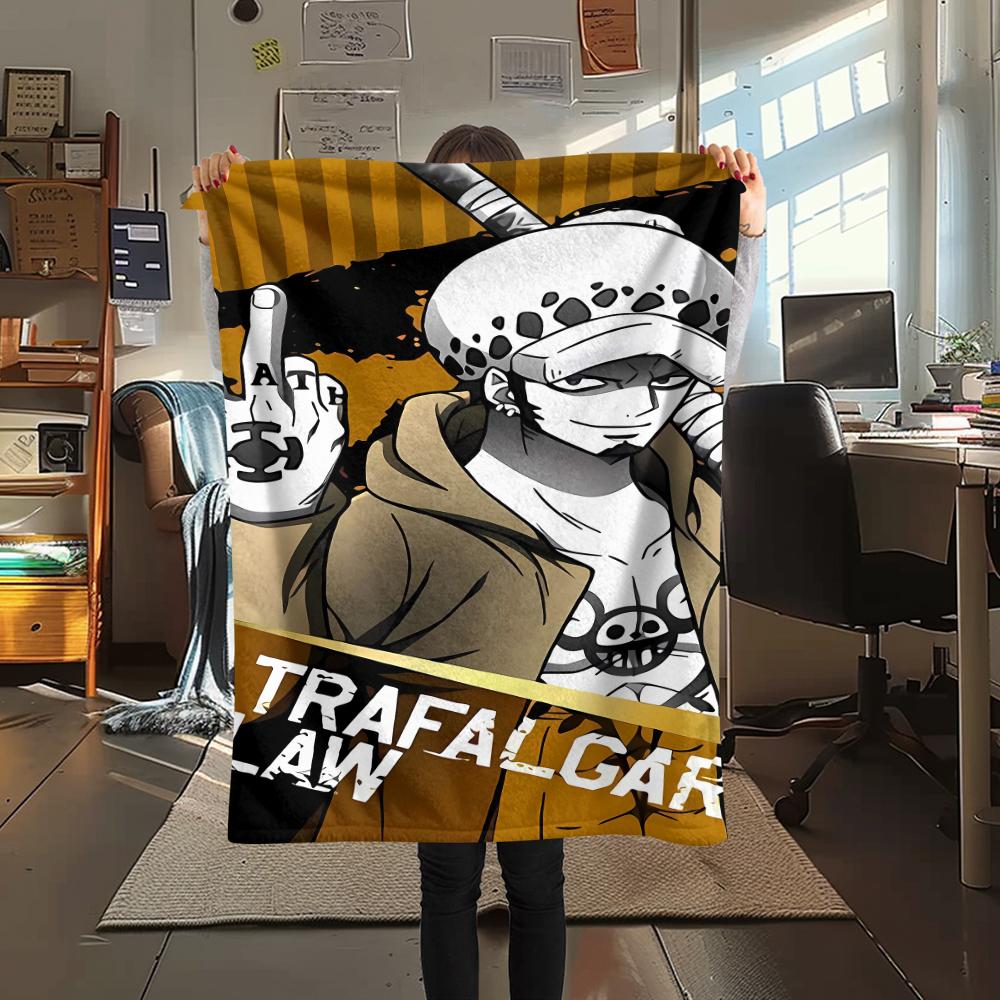 One Piece Charakter Print Flaneldecke, Hohe Qualität, Bequem für alle Jahreszeiten, Heimdekoration, Wärme und Komfort, Perfekt für Weihnachtsgeschenke