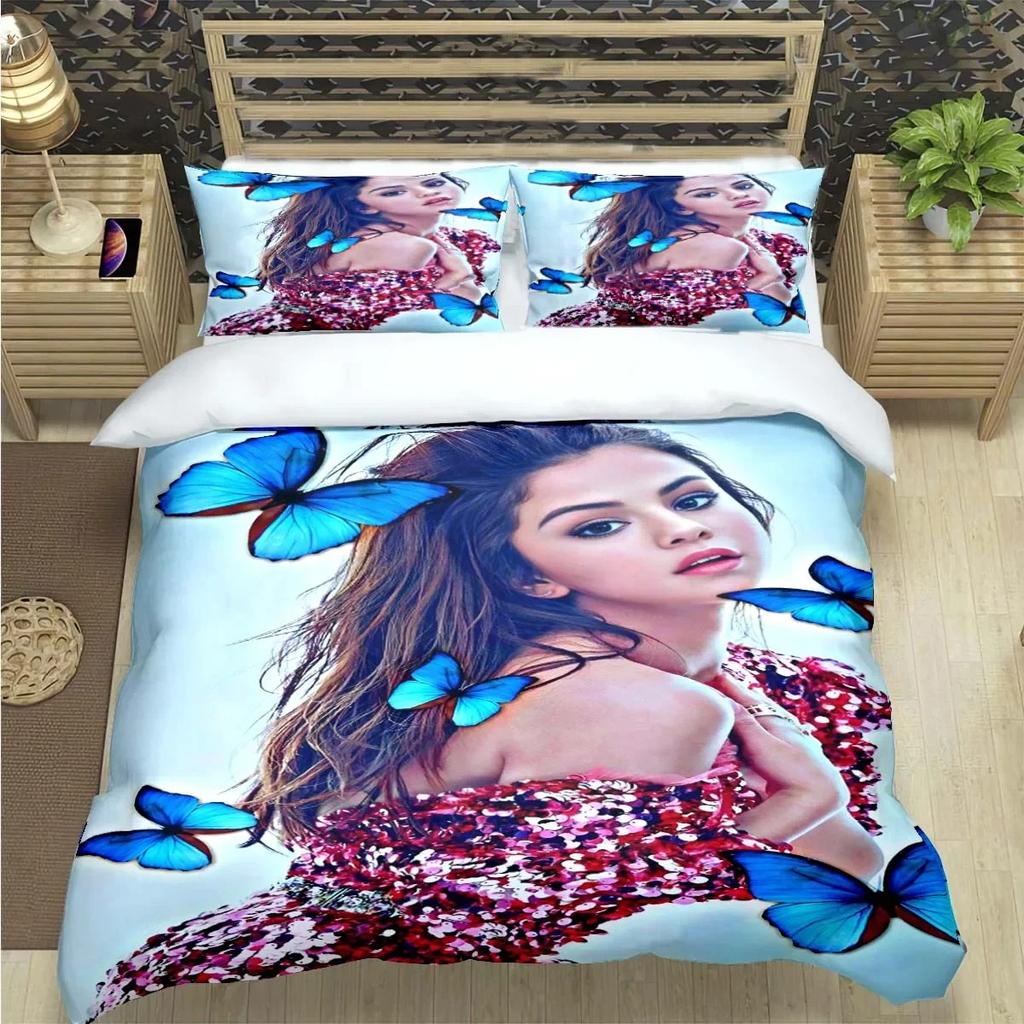 Berühmte Sängerin S-Selena G-Gomez Druck Bettwäsche Sets Bettwaren Set Bettbezug Bettdecke Set Bettwäsche Set Luxus Geschenk