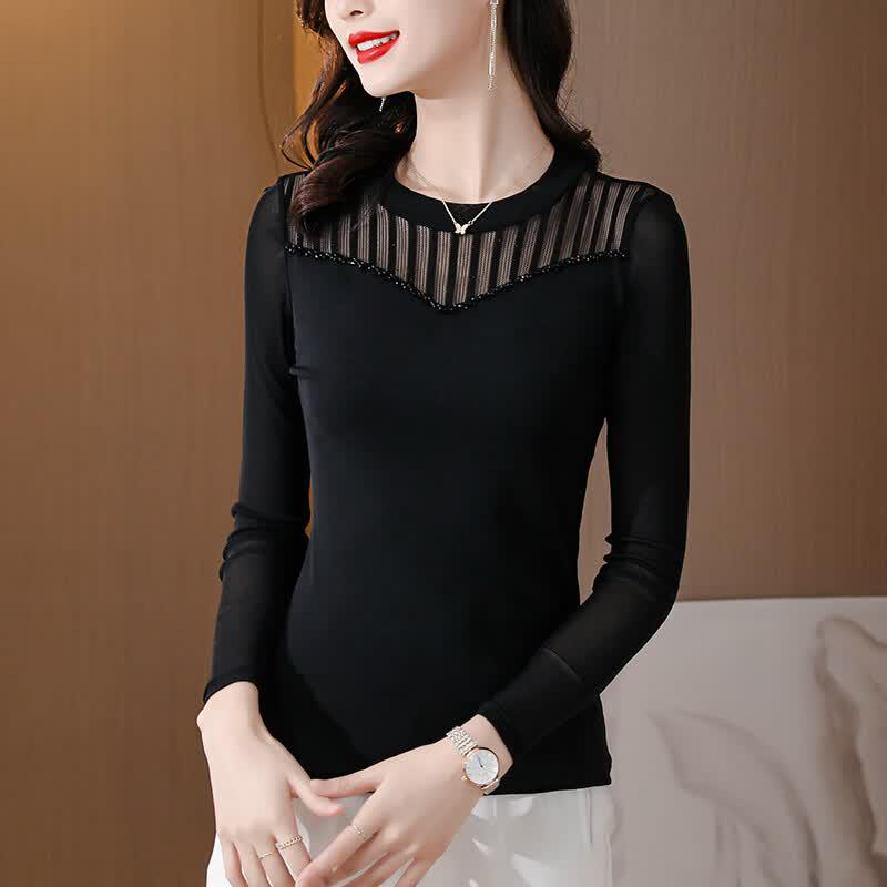 Aiger Shimmer Round Neck Chiffon Blouse