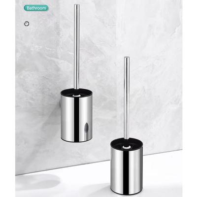 Stainless Steel Toilet Brush Set Non Perforated Wall Mounted Vertical Toilet Brush Holder No Dead Corners Standing Base