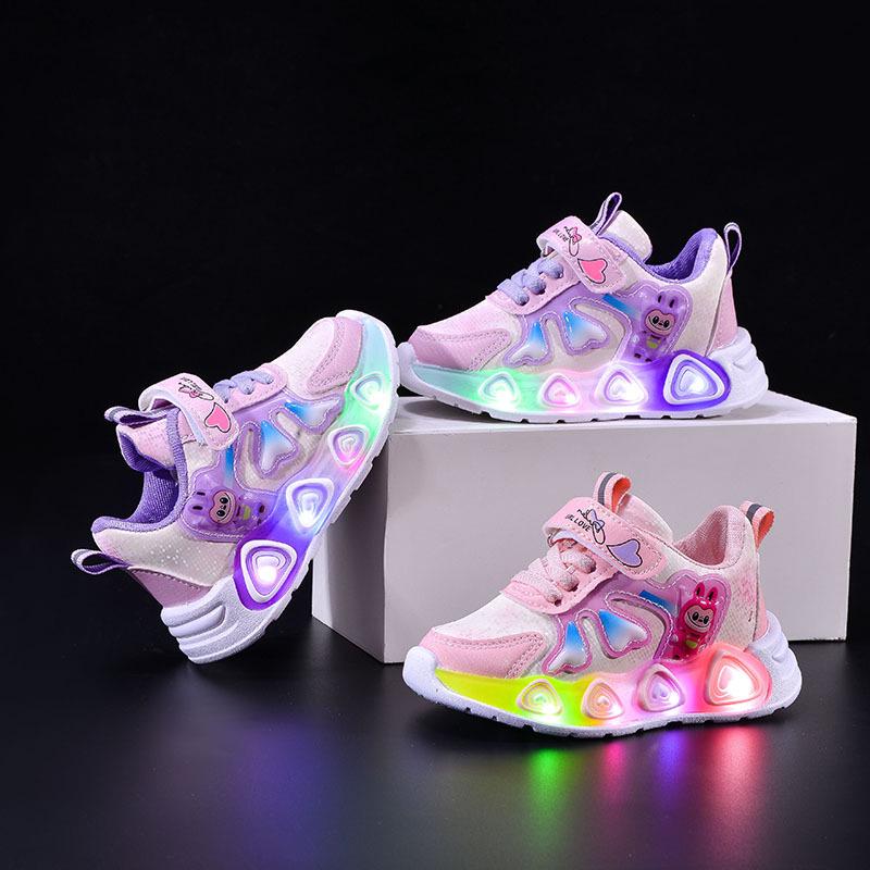 Frühlings- und Herbst-Cartoon LED Leuchtende Sneaker für Kinder - Modische und Leuchtende Sport-Laufschuhe für Mädchen