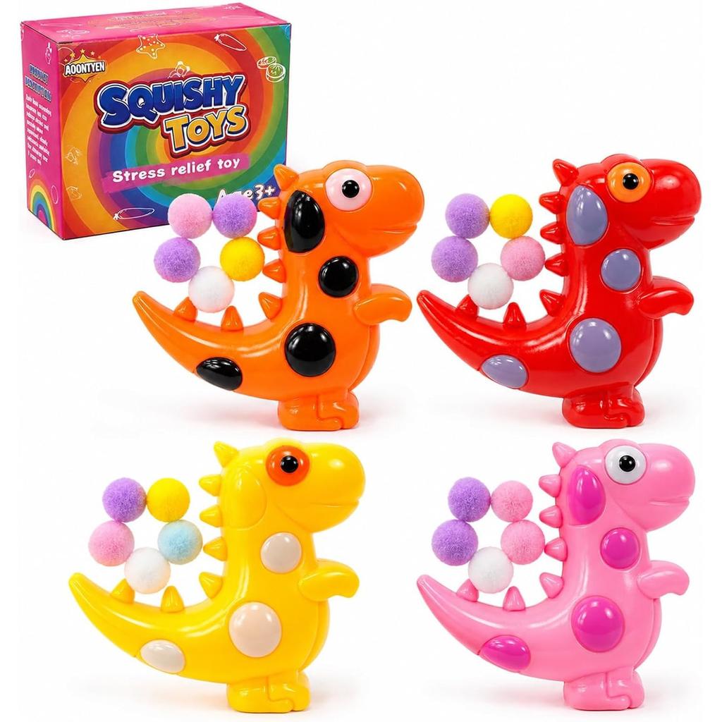 4-Pack Dinosaur Squishy Toys for Kids & Adults