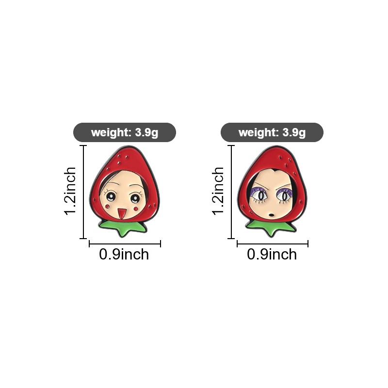 Cute Strawberry Hooded Enamel Badge Cartoon Girl Brooch Sweet Fashion Style Coat Pin Lovely Gifts For Teen Girls