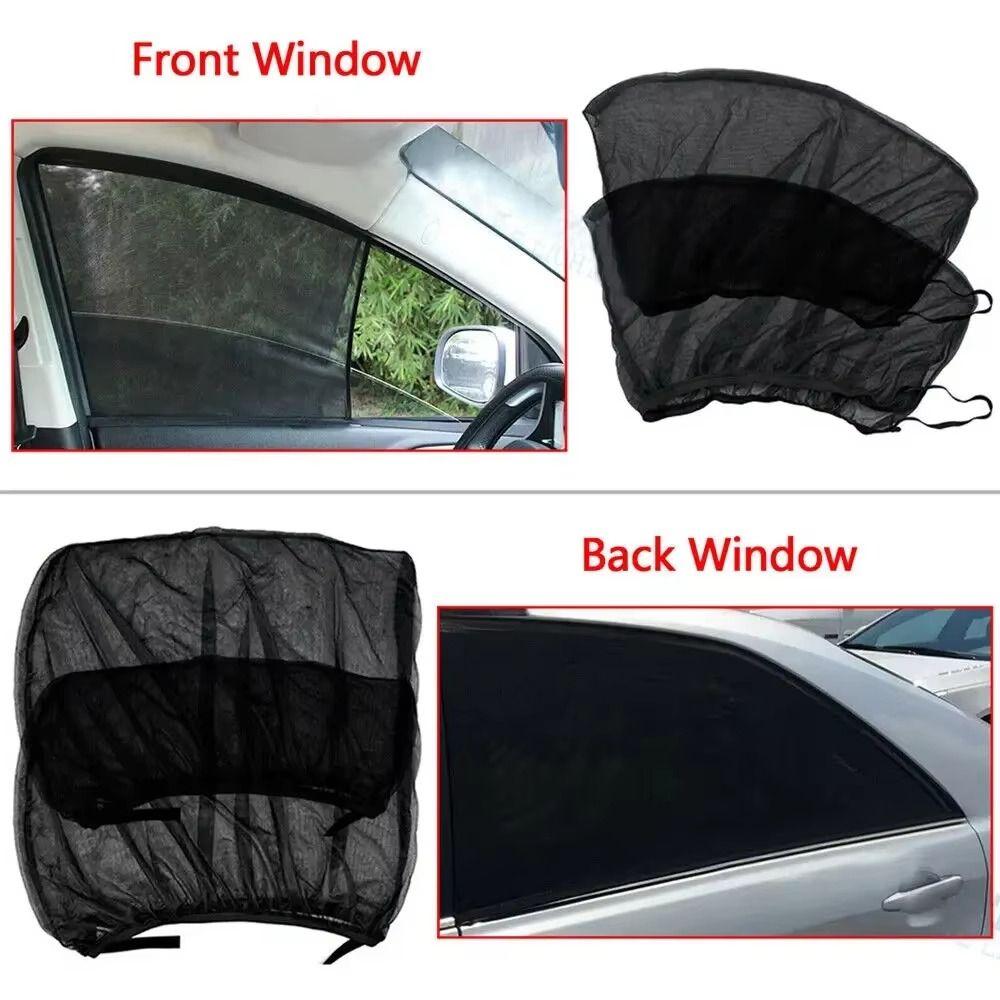 2Pcs Rear/front Car Sunshade Curtains Universal Fit UV Protection SUV Curtains Repellent Mosquito Mesh Net Car Window Sun Visor