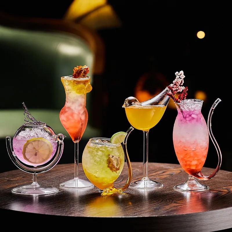 Creatieve Glazen Cocktailbeker Bar Mengbeker Set Martini Champagne Wijnbeker Vogel Lichaam Beer Wereldbol Drankbeker Feest