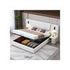 Upholstered Bed - - 180x200 Cm - Beige - Extended Headboard - USB Reading Lamps