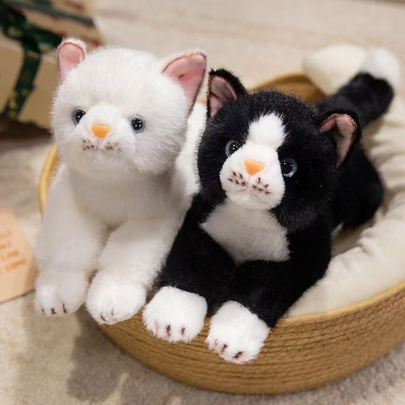 32cm simulation new prone cat doll stuffed plush toy cartoon anime cute pillow pillow for children's birthday gift fun doll
