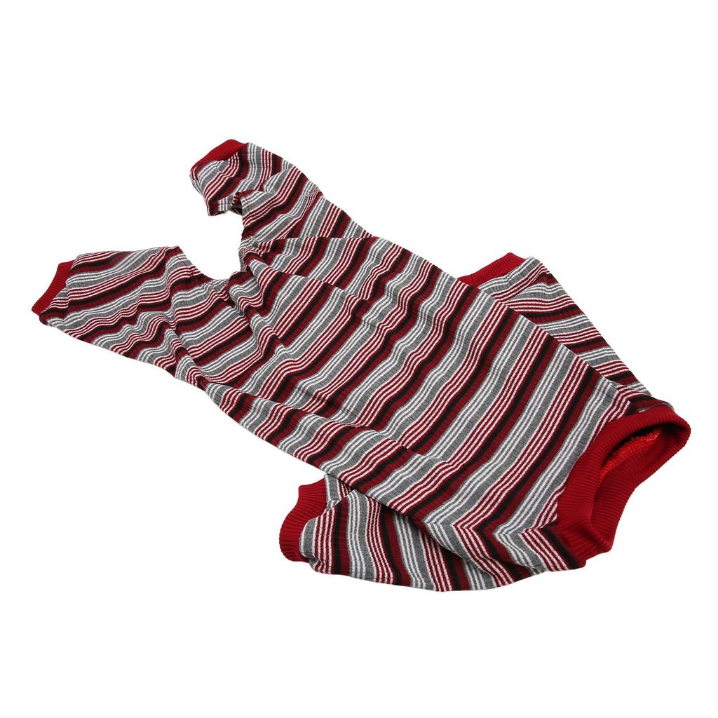 Dog Pajamas Soft Stretchy Machine Washable 4 Legged Striped Puppy Pullover Sleepwear for Spring
