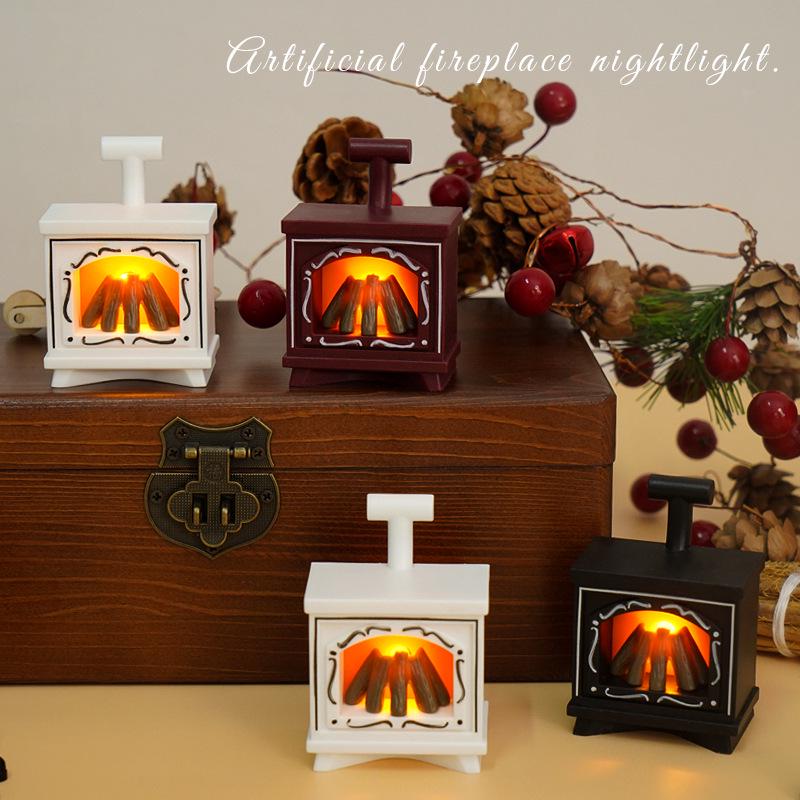 LED Retro Fireplace Candle Dollhouse Light - Simulated Flame Atmosphere Night Light