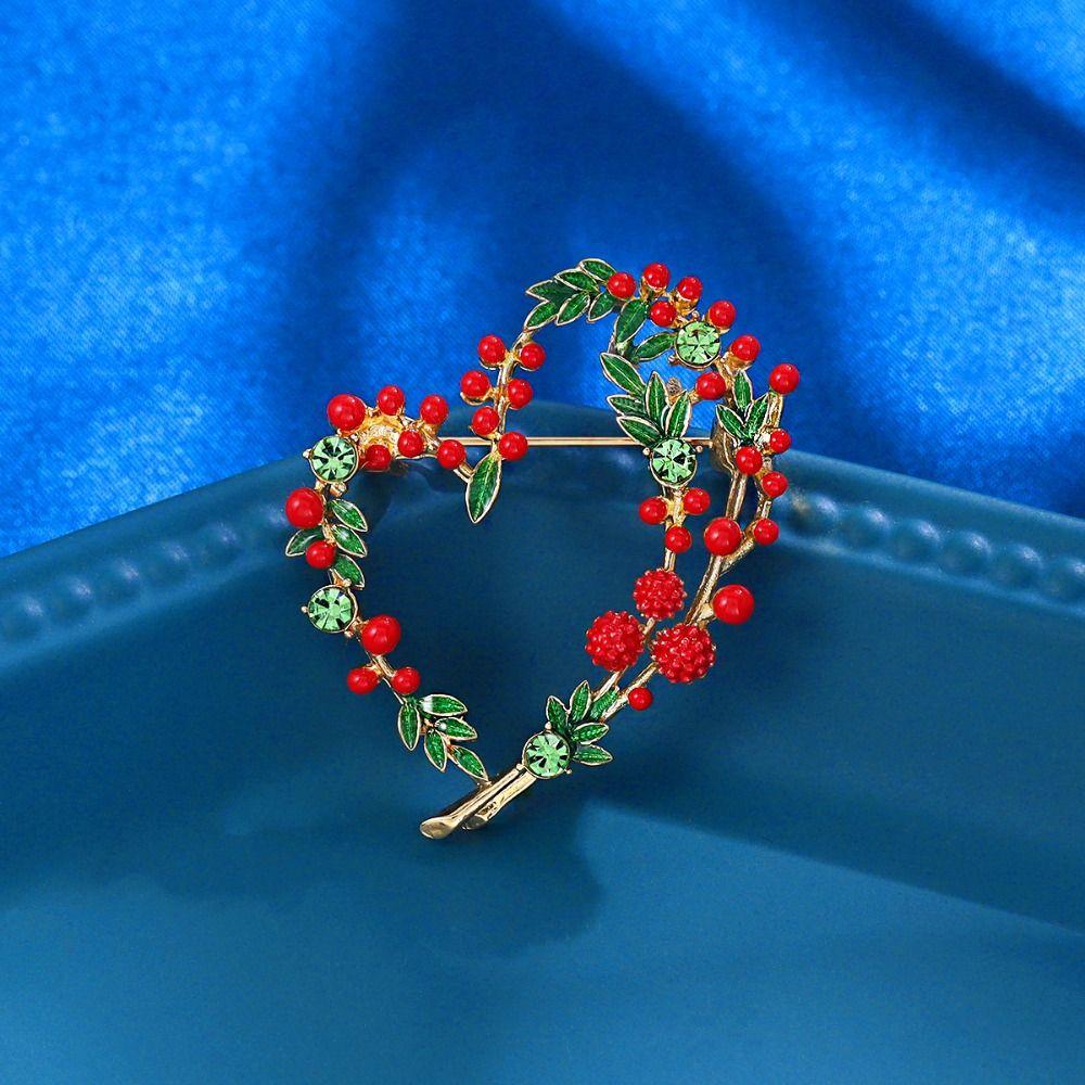 2-color Fruits Heart Brooches Love Party Plant Brooch Beautiful Mimosa Brooch  Suit Accessories