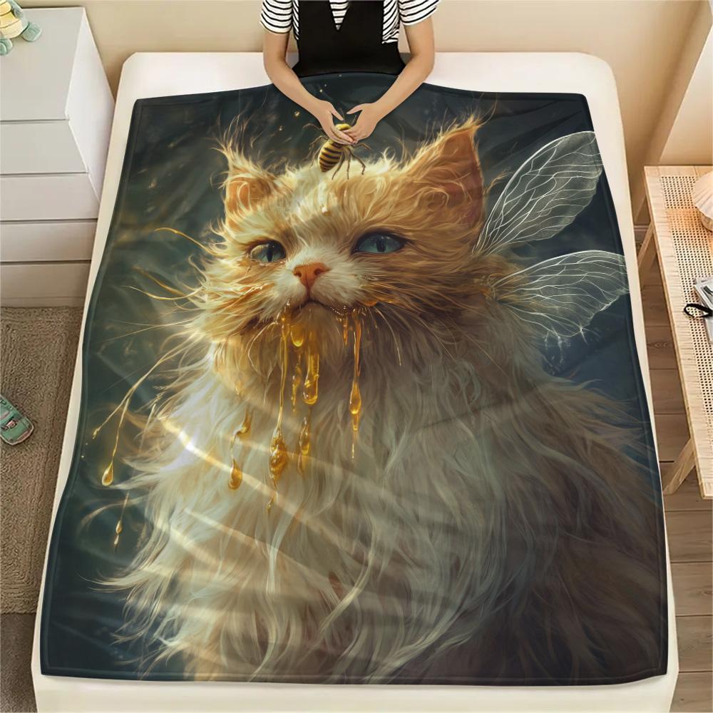 

Cute Cats Print Flannel Blanket, High quality Comfortable for All Seasons, Home Decor, Warmth and Comfort 80cm x 120cm