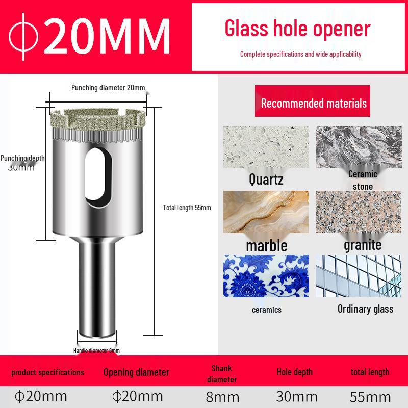 Schmirgelglas-Bohrer für Fliesen und Marmor, 3-200 mm