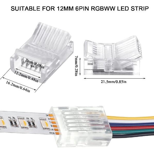 20pcs LED Strip Connector 2/3/4/5/6pin Electric Wire Connector For 5050 RGB CCT RGBW LED Strip Lights To Wire Connection Use