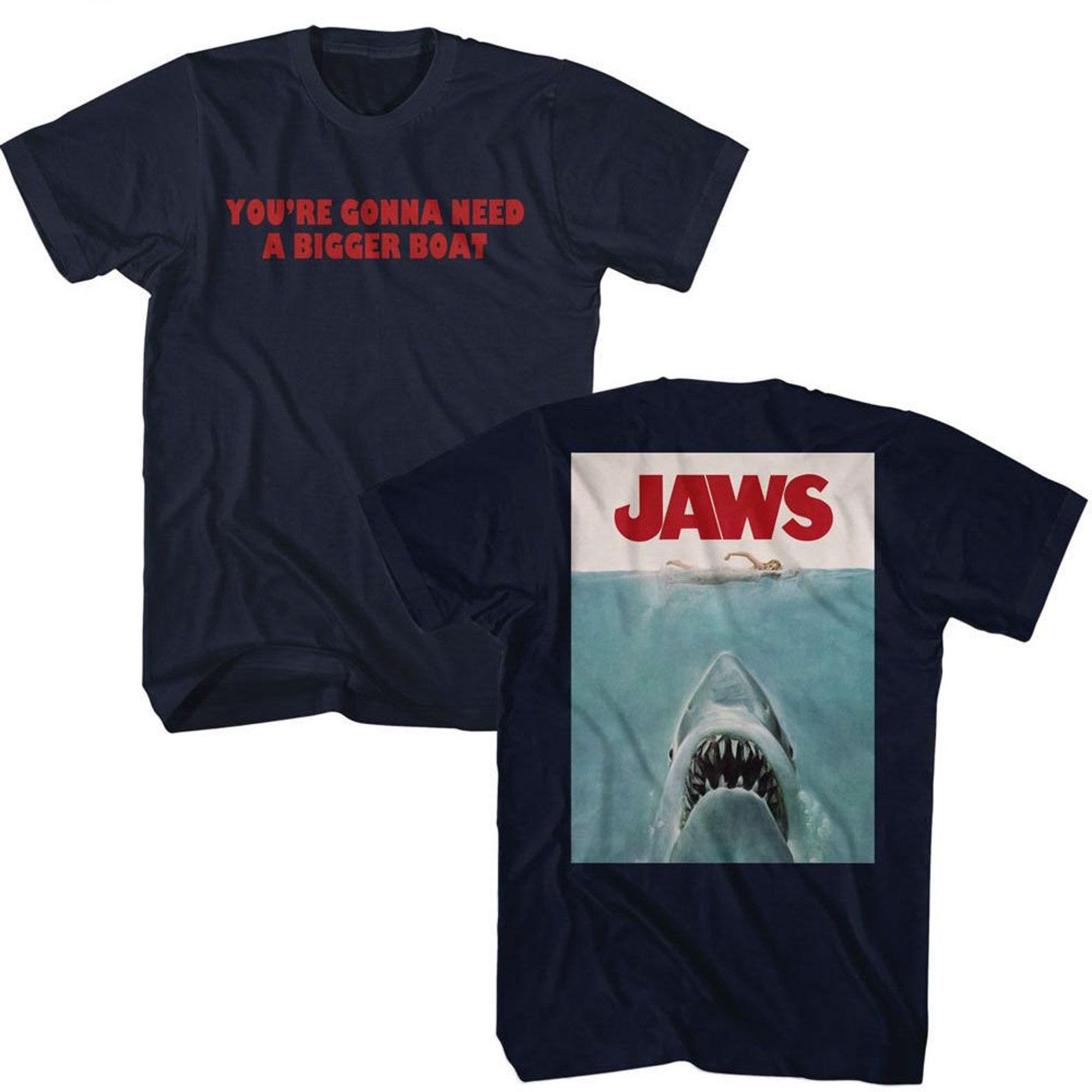 Jaws Bigger Boat Front And Back Navy T-Shirt 4XL