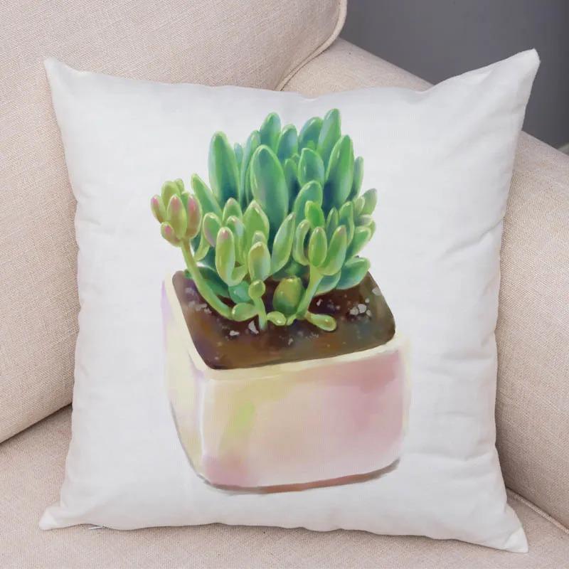 Watercolor Succulents Decorative Pillowcase Office Living Room Car Ornaments Home Pillowcase