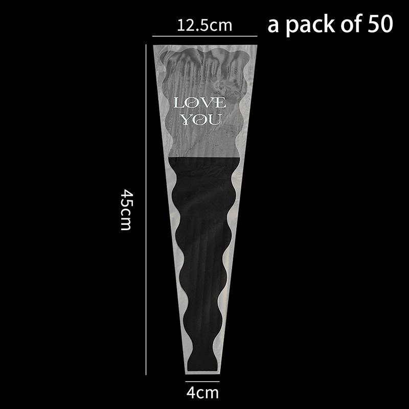 50 Pcs Iridescent Single Rose Sleeves DIY Transparent Flower Wrapping Bag Floral Material Packaging Waterproof