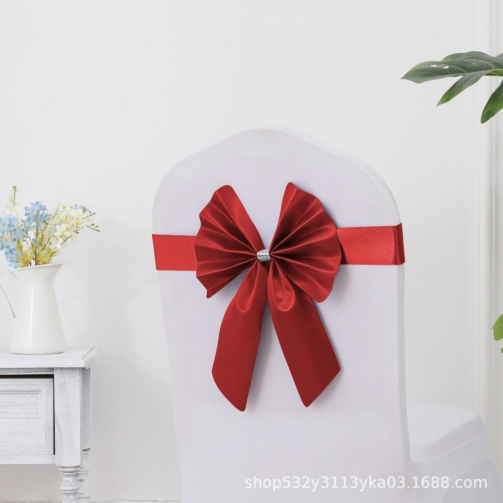 

Bows Chair Back Bow Decorative Belt Ready Made Ties Fastening Event Chair Straps Elastic Band Chair Bandage Home Decor Supplies