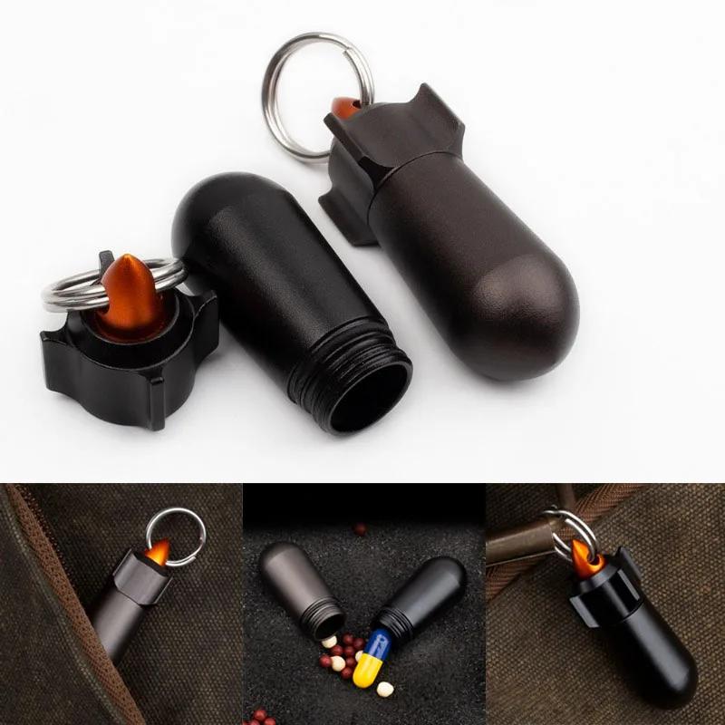 New Mini Waterproof Metal Bottle Storage Portable Pill Box Aluminum Alloy EDC Seal Storage Capsule Box Outdoor Camping Tool